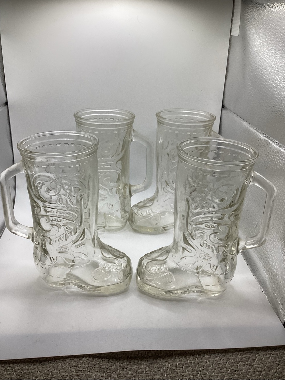 Vintage Libbey cowboy boot beer mugs. Set of 4. 6” tall.